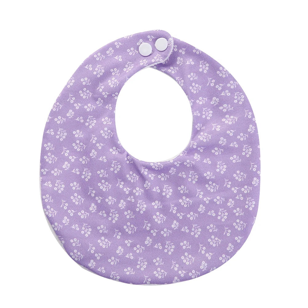 Flower Print Cotton Baby Bib – Adjustable Snap Bandana