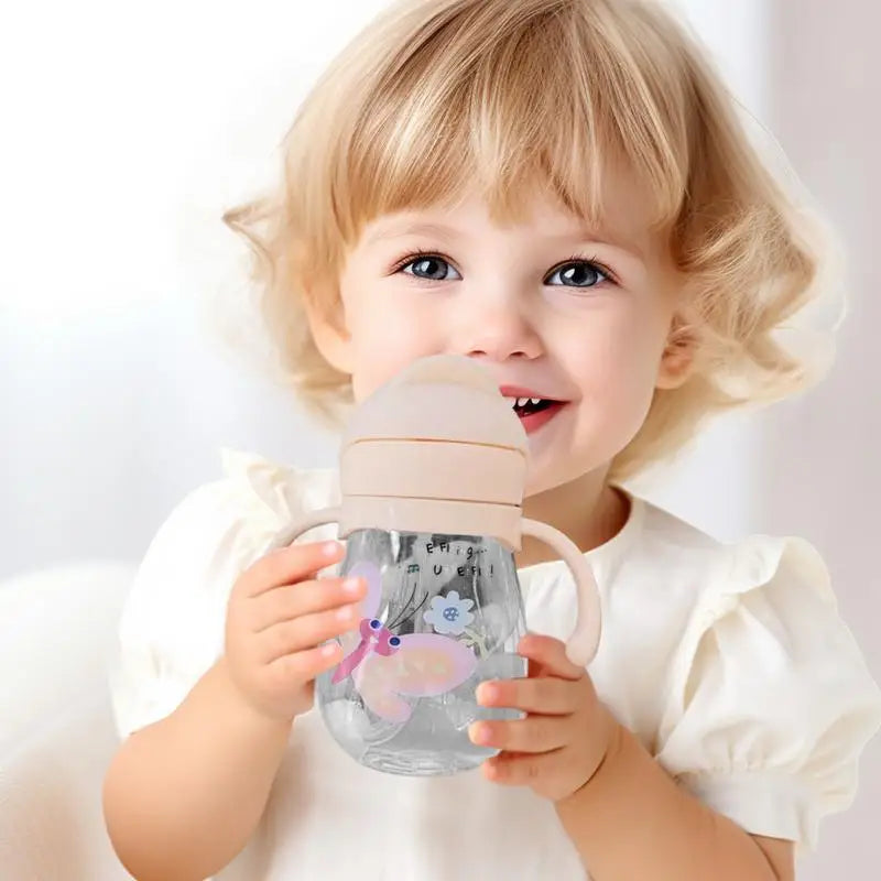 Cute Baby Straw Cup | 300ML Weighted, Spill-Proof, Easy to Hold