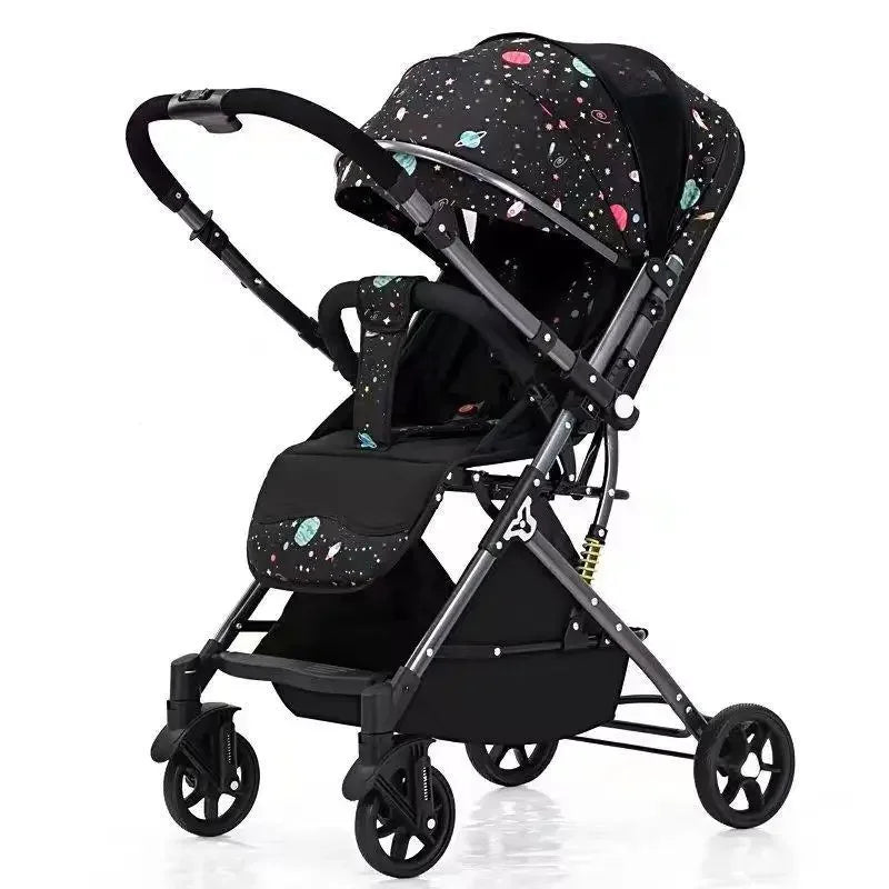 Ultra-Light Four-Wheel Baby Stroller – Sit & Lie Down, Foldable High-View