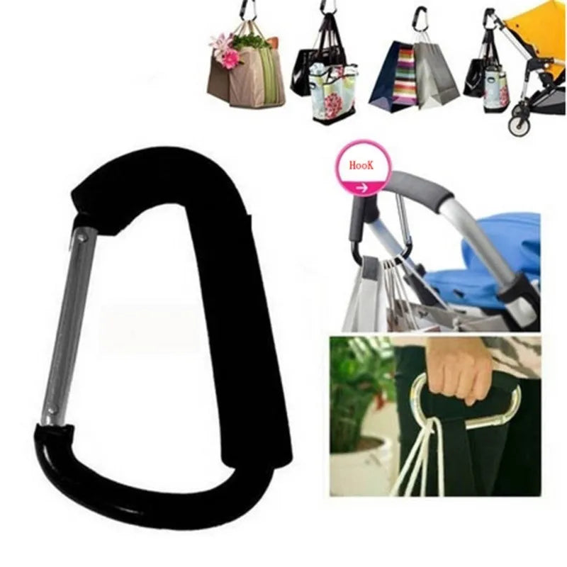 Large Aluminum Carabiner Stroller Hooks – D-Ring Organizer Clip