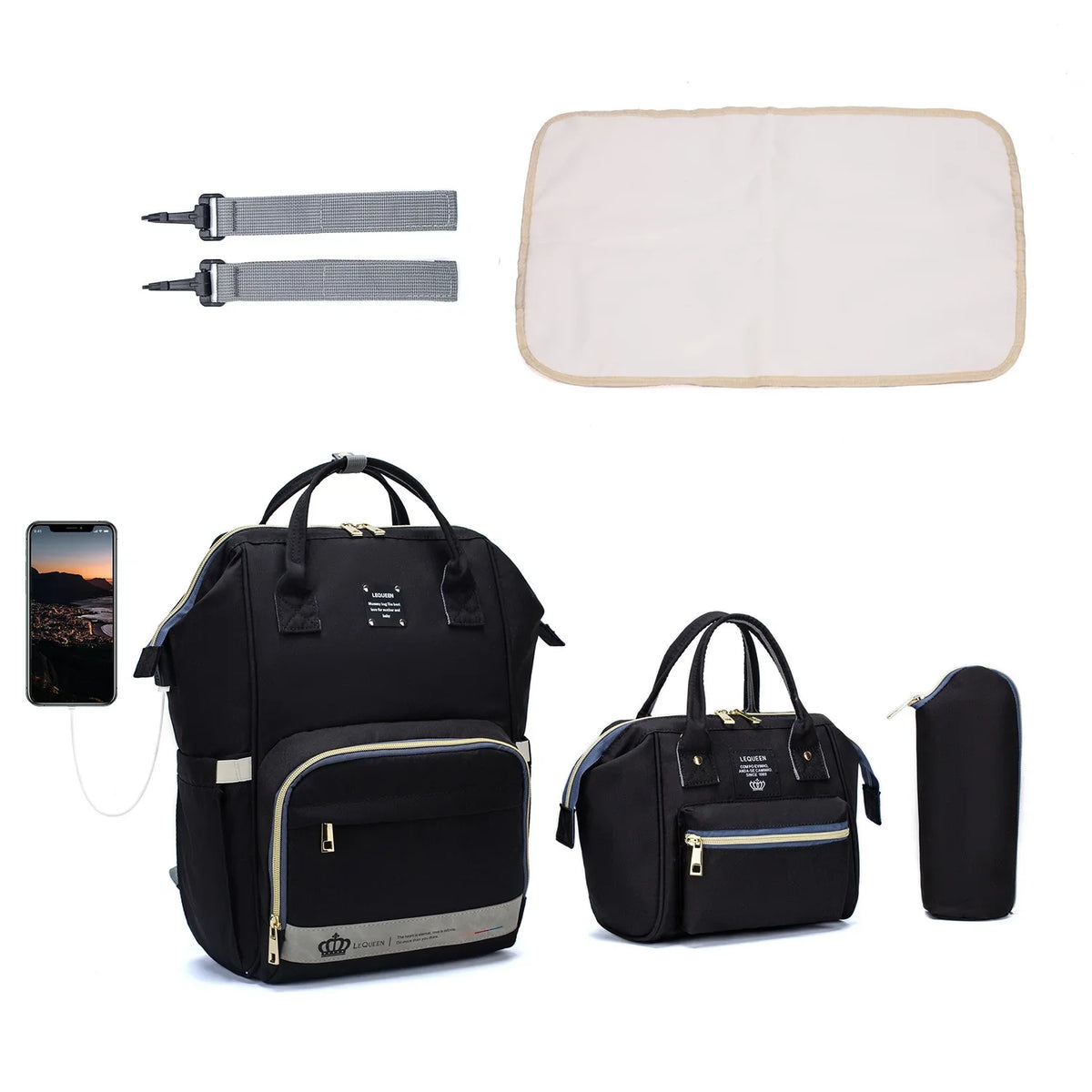 Mummy Diaper Backpack – Large Capacity, USB, Waterproof