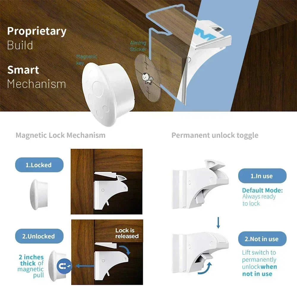 No-Screw Baby Safety Cabinet Locks for Kitchen
