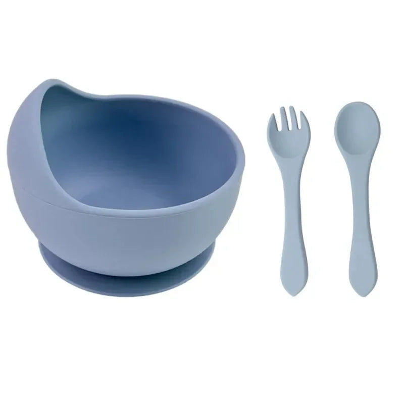 Toddler Meal Set – Non-Slip Silicone Bowl, Spoon & Fork