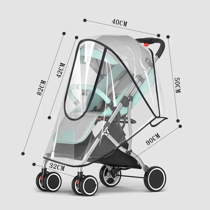 Housse de pluie universelle imperméable pour poussette bébé – Protection transparente contre le vent et la poussière
