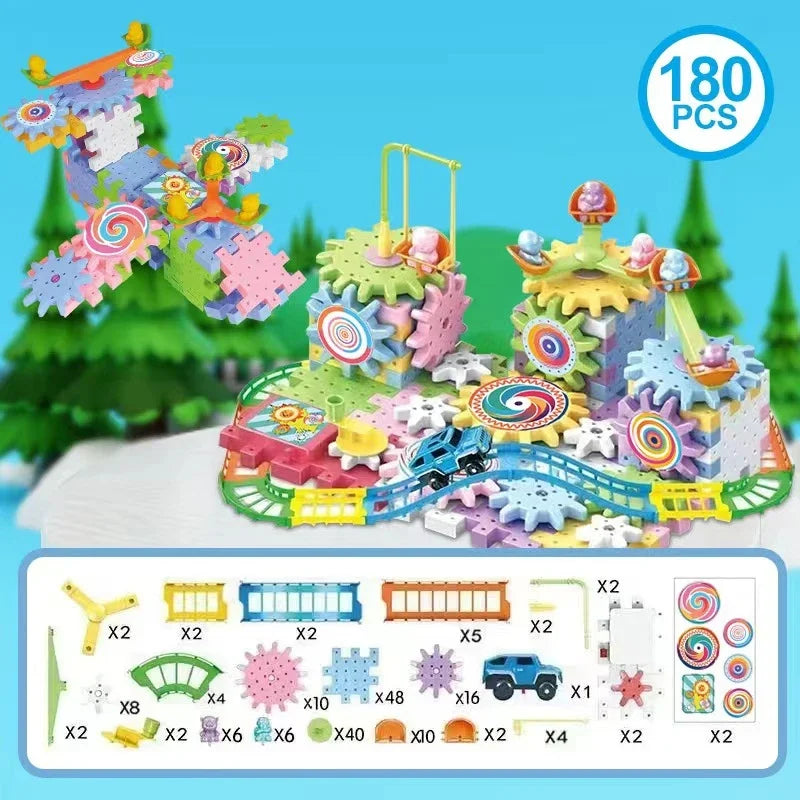 Kit de construction d'engrenages électriques éducatif pour enfants