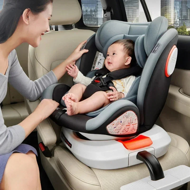 Siège auto bébé pivotant à 360° avec fixation ISOFIX et support