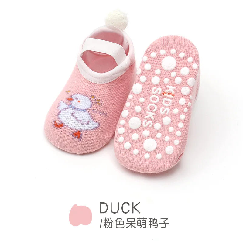 Chaussettes bébé antidérapantes mignonnes – Imprimé animal d'été