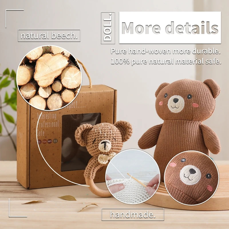 Handmade Crochet Bear & Rattles Set