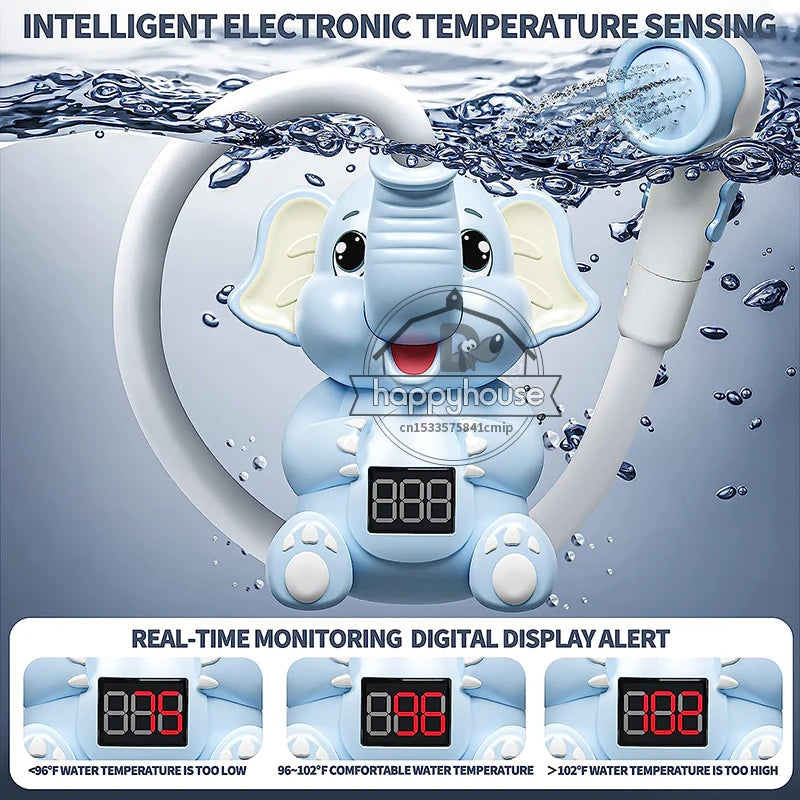 Éléphant électrique pour le bain – Jet d'eau et thermomètre amusants pour les tout-petits