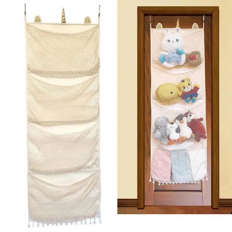 Over-Door Hanging Storage Bag – Plush & Toy Organizer for Kids