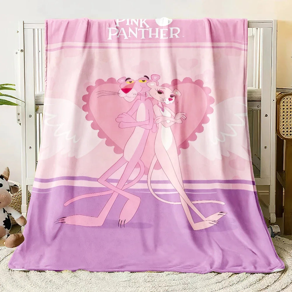 MINISO Pink Panther Flannel Blanket Suitable for Bedroom, Iving Room,sofa,student Nap,office Nap,camping Trip,children's Gift