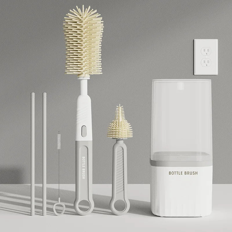 Portable Silicone Baby Bottle Brushes | Detachable Set with Storage Box
