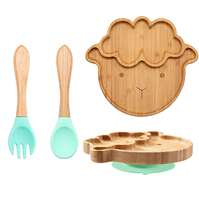 Baby Dinnerware – 3PCS Bamboo Plate & Suction Tableware