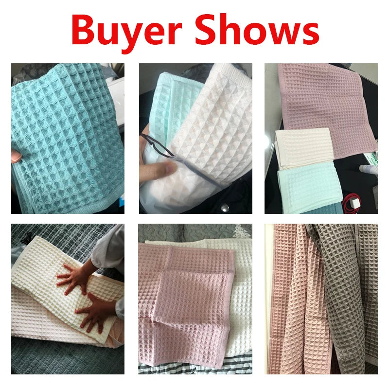 Ensemble de 2 ou 4 serviettes de bain en coton – Serviettes gaufrées douces et absorbantes pour la maison