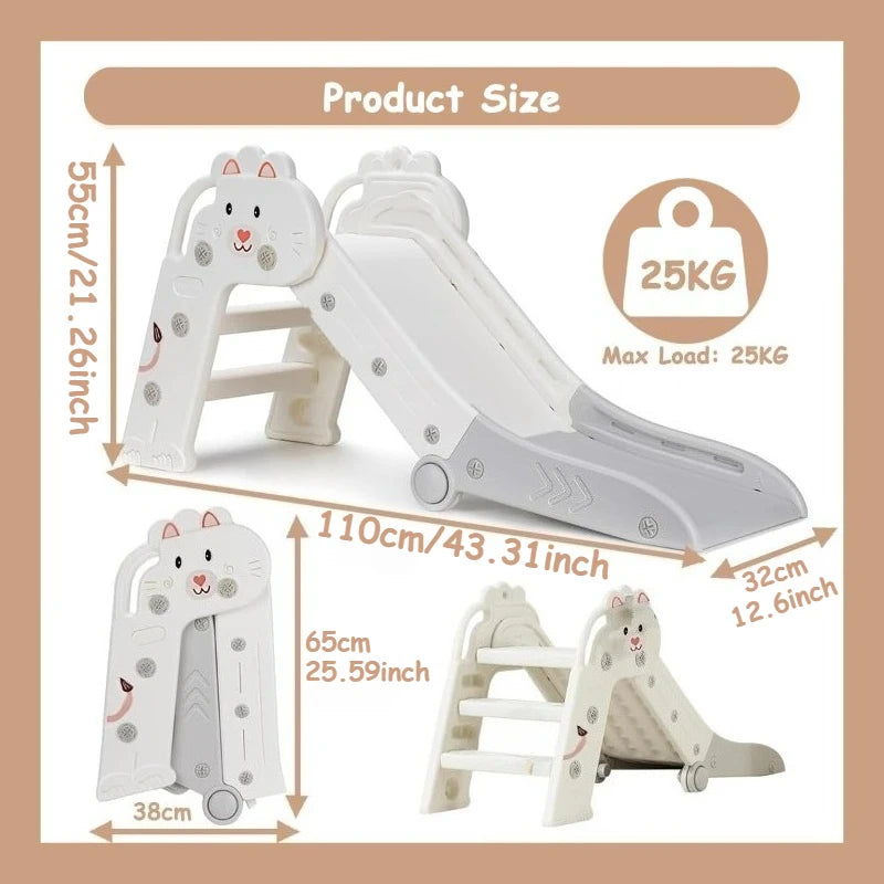 Toboggan pliable d'intérieur pour tout-petits – Toboggan mignon en forme de lion pour garçons et filles