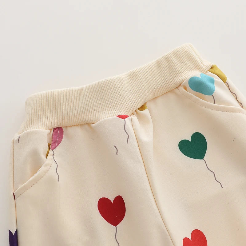Ensemble bébé printemps/automne 2 pièces – Haut à manches longues et pantalon « Love Balloon »
