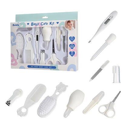 Trousse de soins pour bébé – Coupe-ongles, peigne, brosse, ciseaux, thermomètre