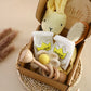 Newborn Bath Gift Set – Cotton Blanket, Milestone Cards & Rattle