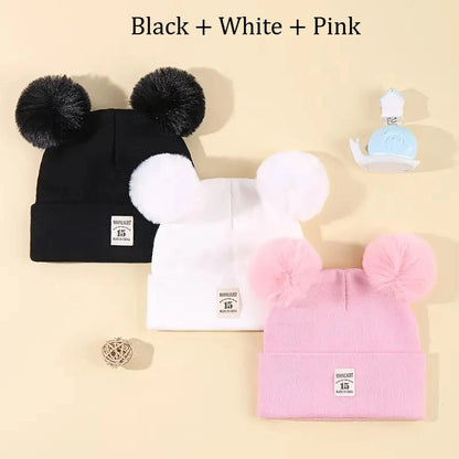 Ensemble d'hiver mignon pour bébé : bonnet et écharpe en laine avec oreilles d'ours.