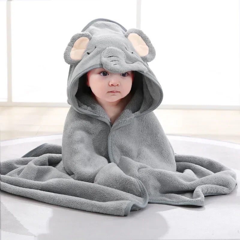 Cartoon Animal Baby Hooded Towel – Soft Bathrobe & Swaddle Wrap