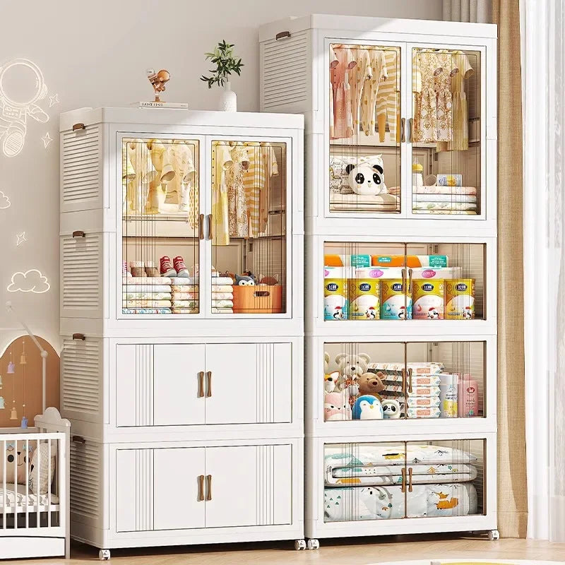 Organisateur de garde-robe pour bébé – Bacs à vêtements pliables et transparents