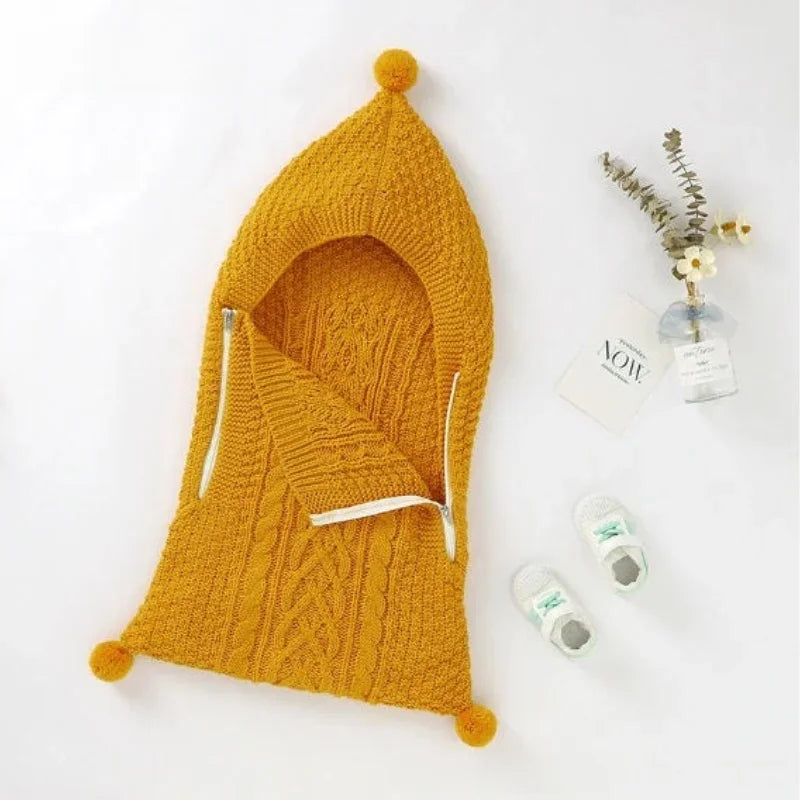 Nouvelles couvertures d'emmaillotage tricotées unies pour bébés de 0 à 1 an, chaudes et douillettes pour l'hiver.