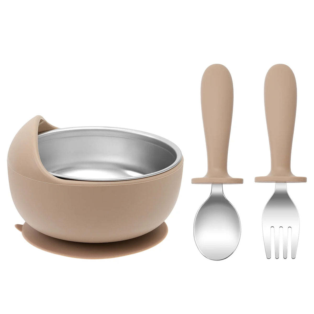 Ensemble d'alimentation pour tout-petits – 3 pièces : bol, cuillère et fourchette pour le sevrage