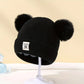 Ensemble d'hiver mignon pour bébé : bonnet et écharpe en laine avec oreilles d'ours.