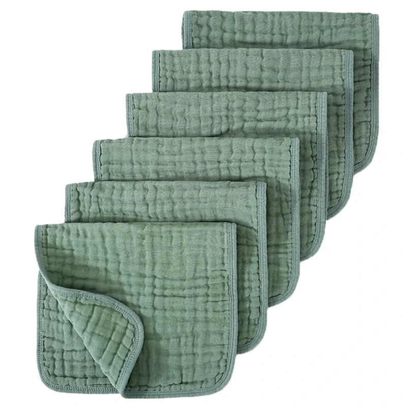Ensemble de 6 serviettes pour bébé – Lingettes en mousseline de coton 6 épaisseurs pour le visage et le dos