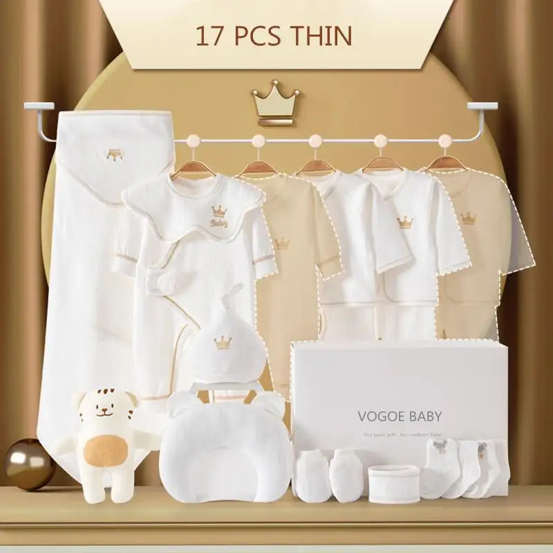 15/17/18/20-Piece Newborn Baby Set – 100% Cotton Unisex Clothing (0–6M)