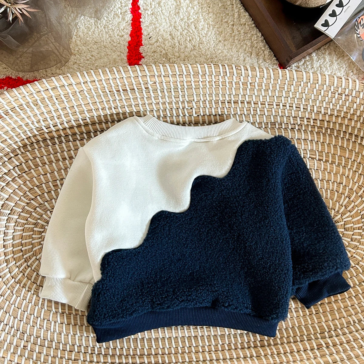 Ensemble d'hiver 2 pièces pour bébé garçon – Haut et pantalon en polaire bleu et blanc, 0-3 ans