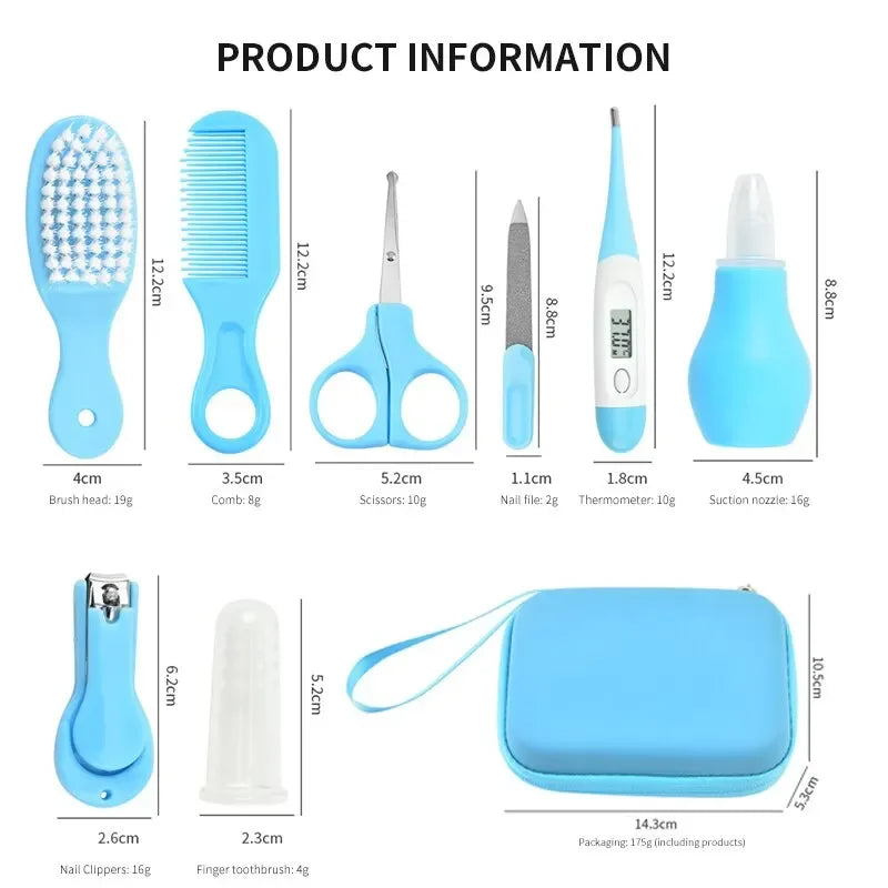 Kit de toilettage pour bébé 8 pièces – Brosse douce, peigne et coupe-ongles