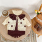 Nouveauté automne : vêtements pour bébés filles de 0 à 3 ans, veste et combinaison à manches longues tricotées main avec col en feuille de lotus et cœur.