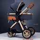 Poussette bébé 3 en 1 de luxe à grand débattement – ​​Position assise et allongée