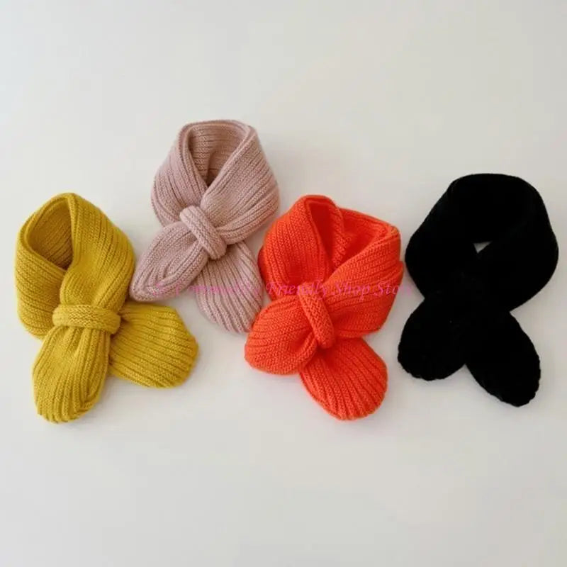 Écharpe enfant tendance 85AE, couleur unie, automne-hiver, tricotée, écharpe à la mode