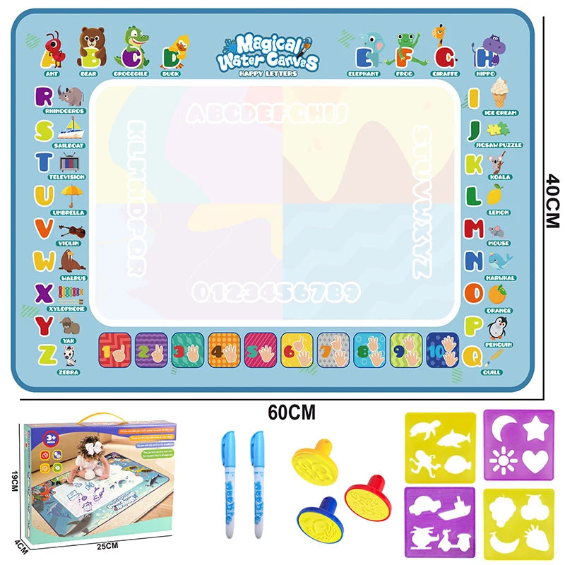 Magic Water Drawing Mat 100x80cm – Reusable Montessori Painting & Doodle Toy