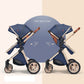 Poussette bébé 3 en 1 de luxe à grand débattement – ​​Position assise et allongée