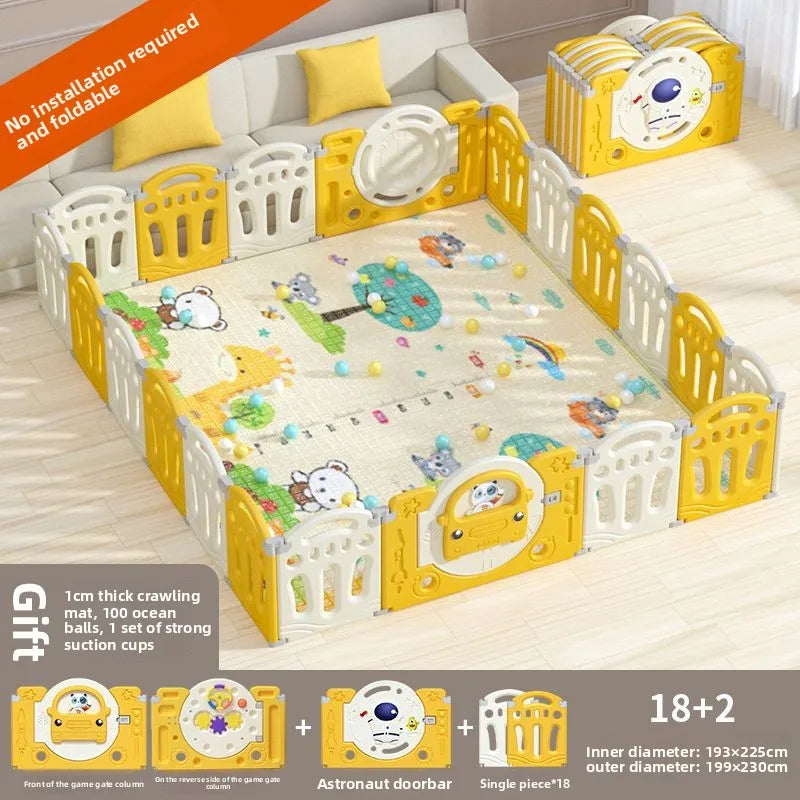 Foldable Baby Playpen with Crawling Mat – Safe & Ready to Use