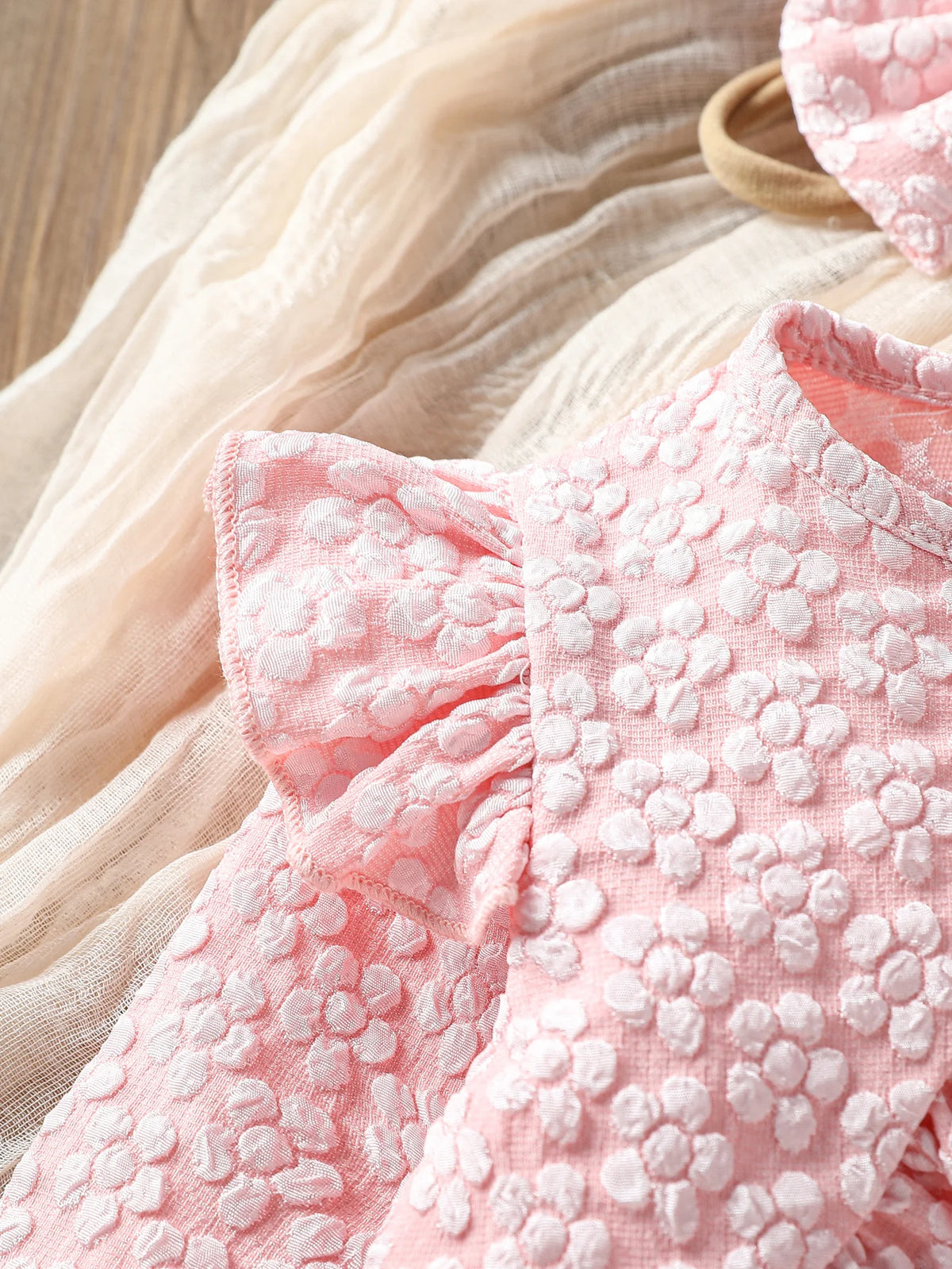 Ruffled Baby Girl Dress with Coat & Headband