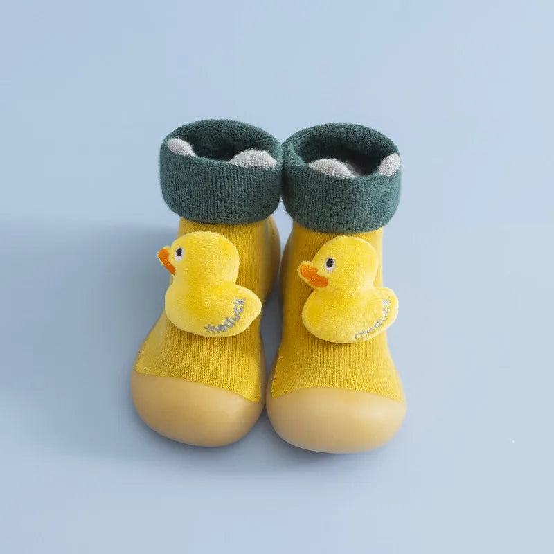 Chaussettes et chaussures d'intérieur pour bébés et tout-petits, motif oreilles de poupée en éponge, à semelle souple.