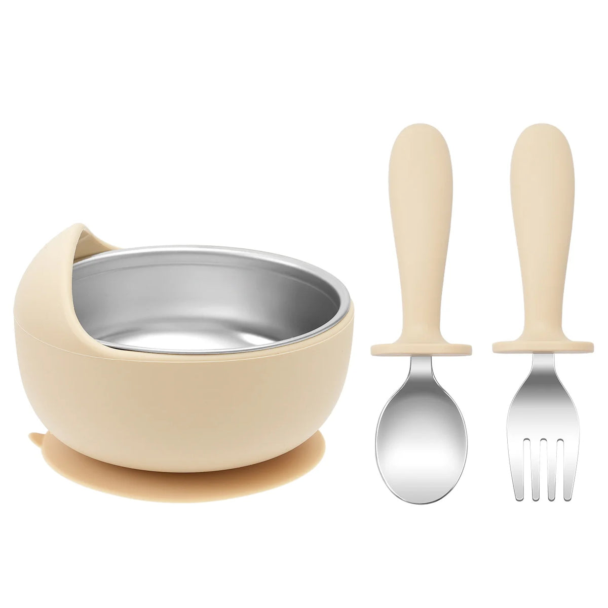 Ensemble d'alimentation pour tout-petits – 3 pièces : bol, cuillère et fourchette pour le sevrage