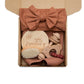 Newborn Bath Gift Set – Cotton Blanket, Milestone Cards & Rattle