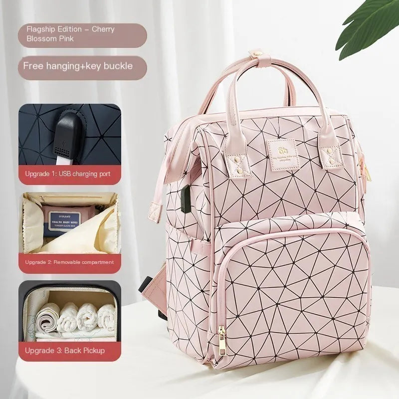 Sac à dos à langer – Grand sac imperméable pour maman avec port USB