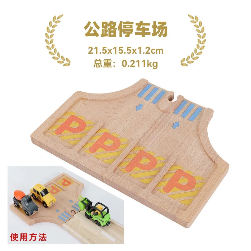 Wooden Train Track Set – Racing, Bridges & Tunnel Accessories Toy