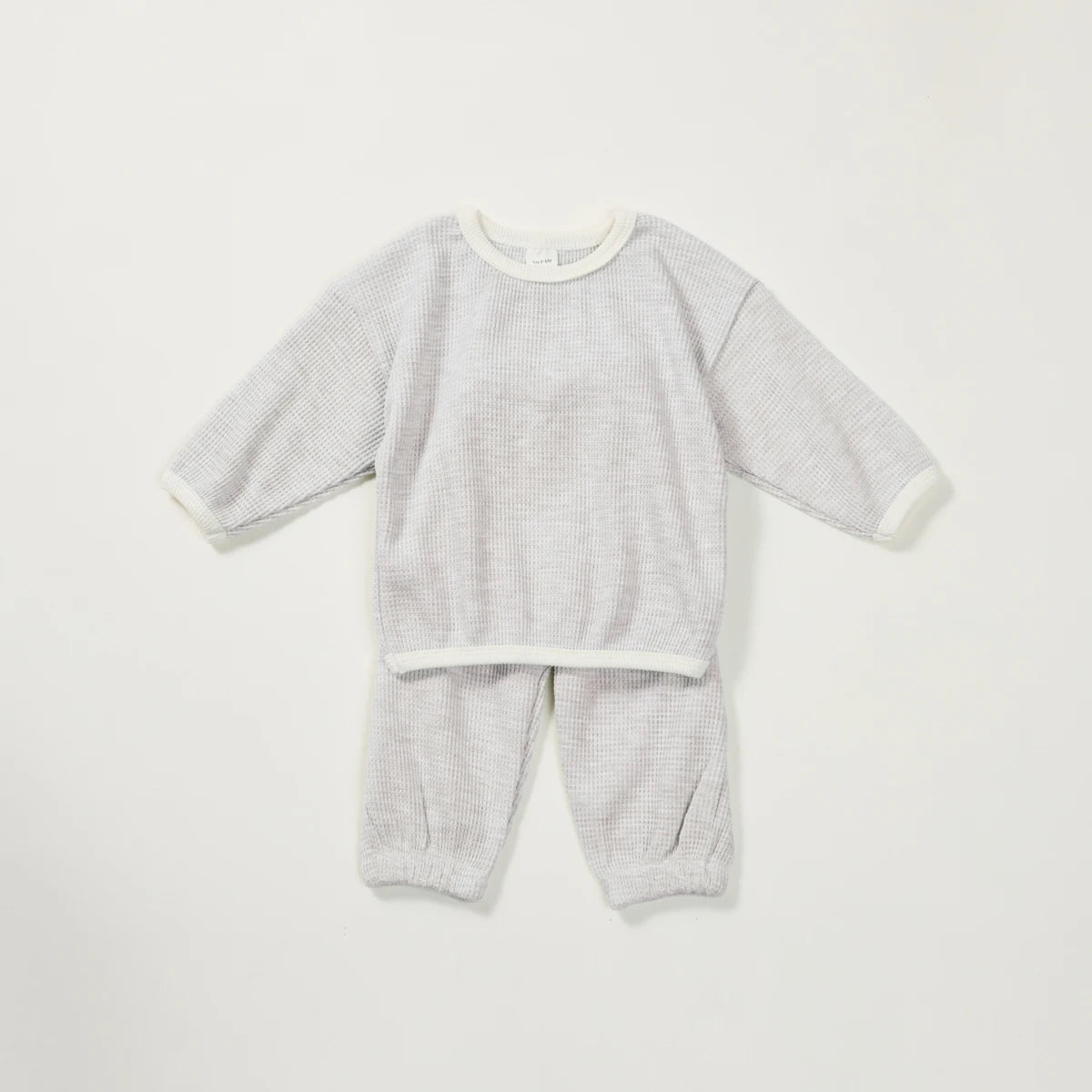 Korean Style Kids Outfit – Waffle Pullover & Pants Set for Boys & Girls