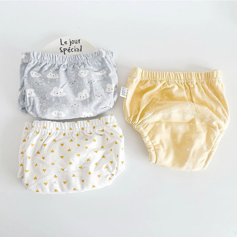 3-Pack Baby Training Pants – 6-Layer Reusable Cotton Diapers