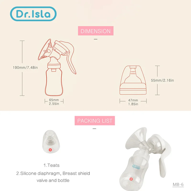 Tire-lait Dr. Isla MB6, succion manuelle des mamelons.
