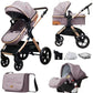Poussette bébé 3 en 1 avec siège auto – Poussette pliable position assise et allongée
