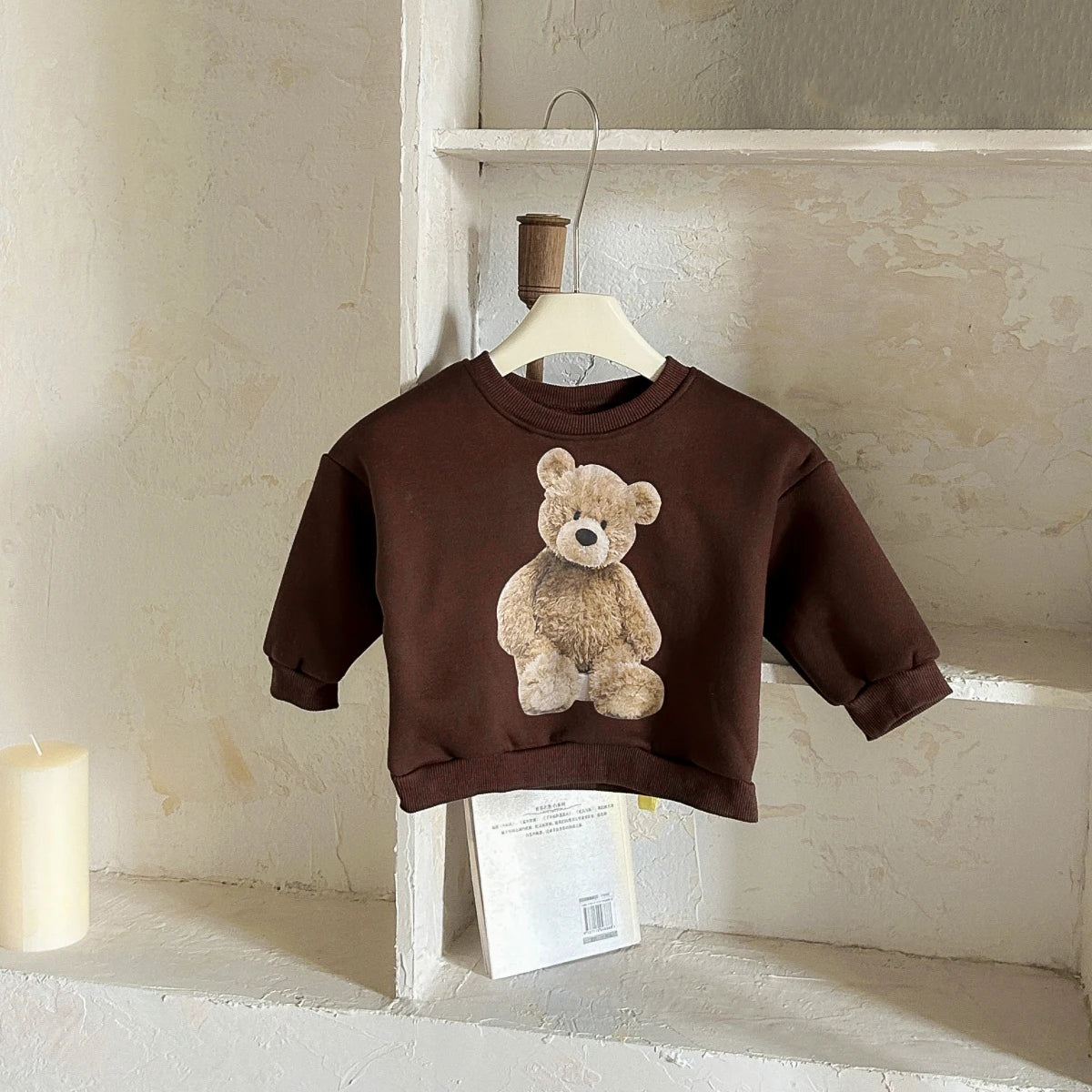 Pull bébé automne/hiver – Pull doux à imprimé ours mignon pour garçons et filles