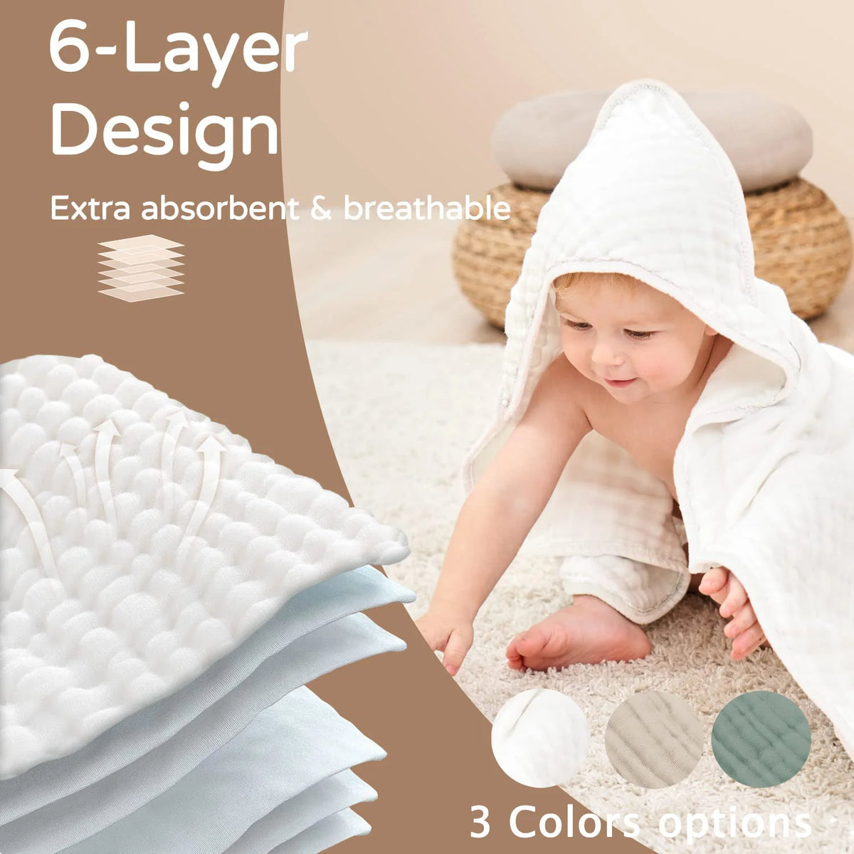 Serviettes de bain à capuche pour nouveau-nés et tout-petits – Lot de 2, en coton ultra doux